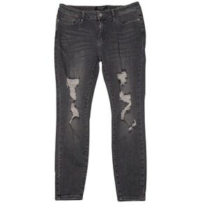Judy Blue Skinny Fit Distressed Jeans Faded Black JB8857 Womens 13/31 High Rise‎